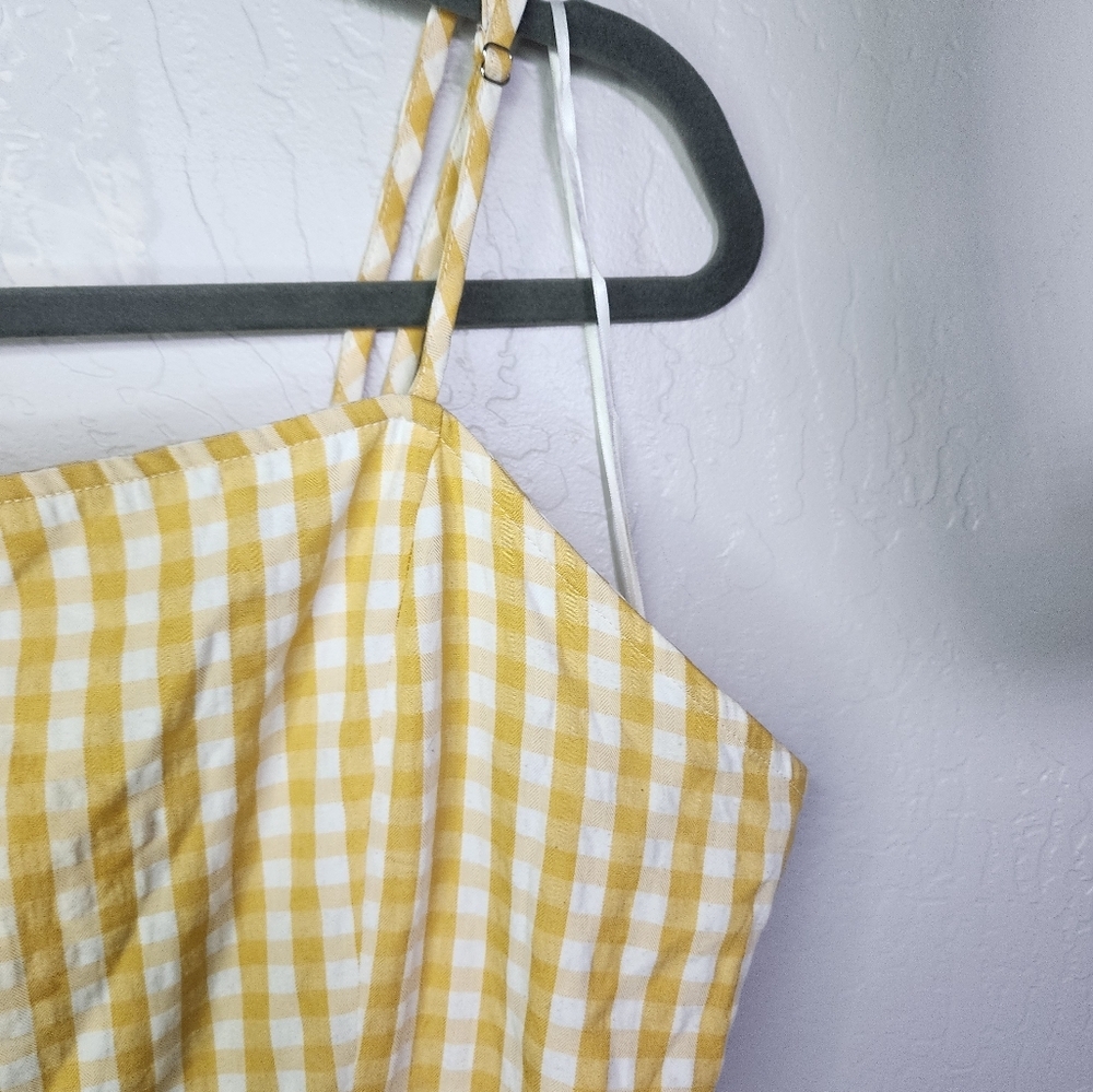 Sky And Sparrow Yellow Gingham Tie Back Mini Dress Size XXL - Picture 9 of 13